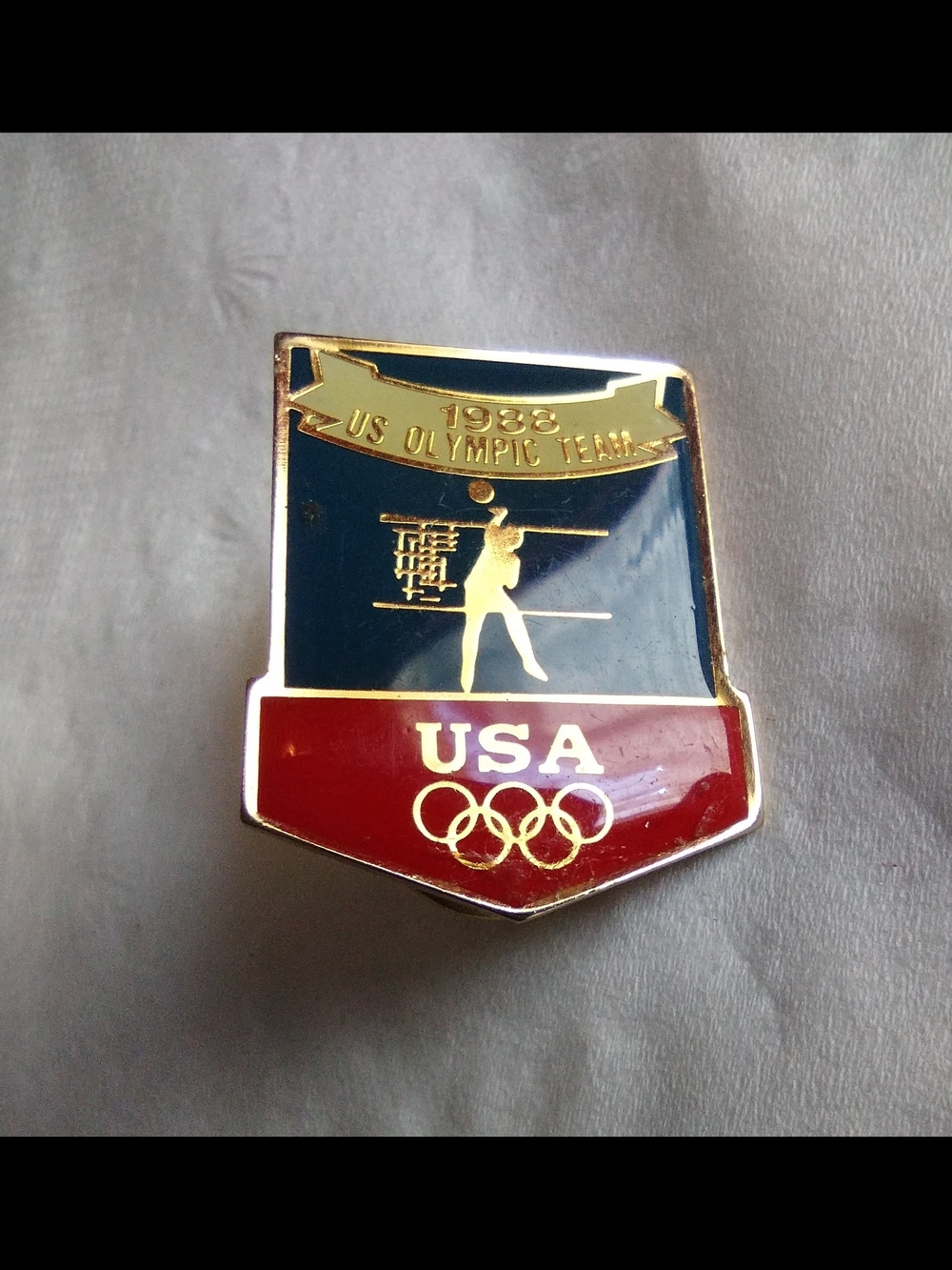 1988 US Olympic Team Vintage Volleyball Pin — USA Red & Navy Enamel